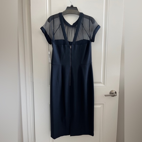 MAGGY LONDON Illusion Sheath Cocktail Dress Size 16in Navy - Picture 5 of 5